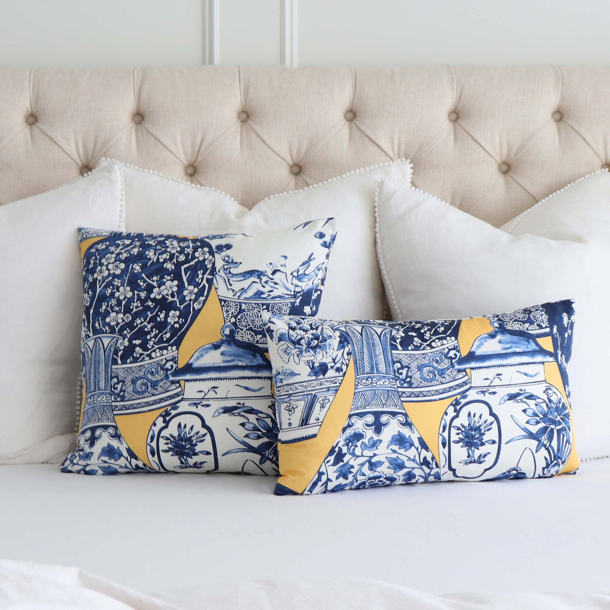 Pandan Maize and Blue Pillow Cover