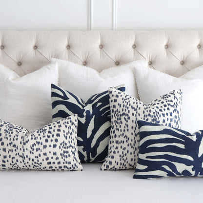 Les Touches Embroidered Indigo Pillow Cover