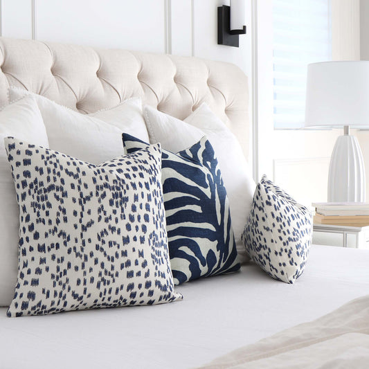 Les Touches Embroidered Indigo Pillow Cover