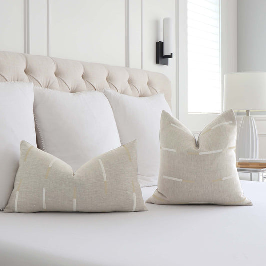 Overlapping Dashes Buff Pillow Cover