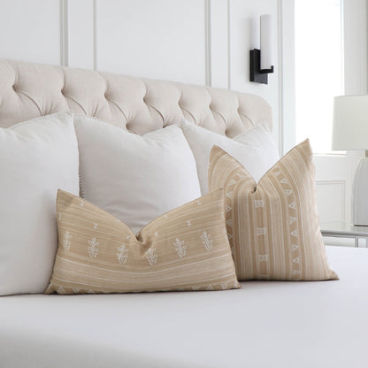Nima Embroidered Tan Pillow Cover