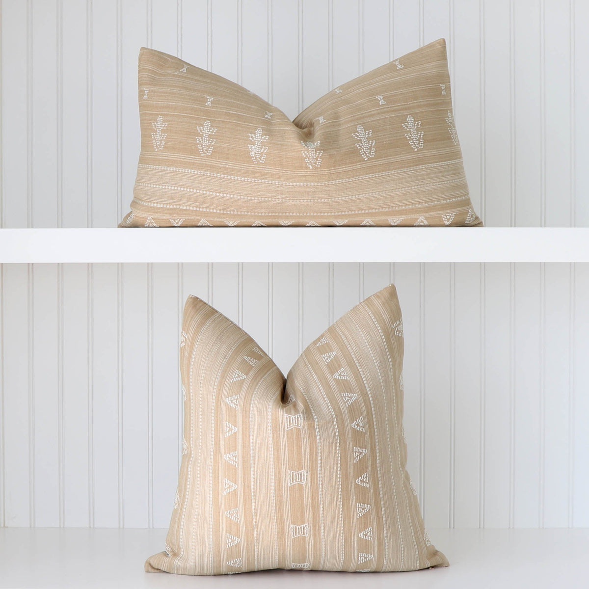 Nima Embroidered Tan Pillow Cover