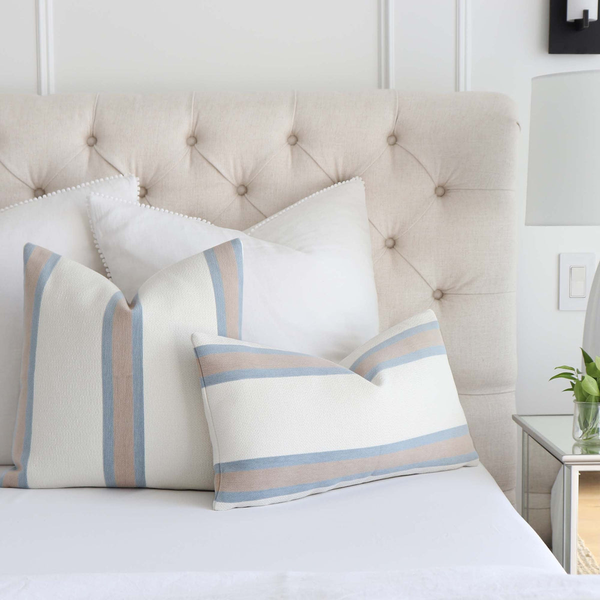 Abito Stripe Powder Pillow Cover