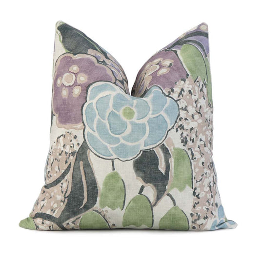 Laura Floral Lavender and Green Pillow Cover