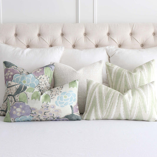 Laura Floral Lavender and Green Pillow Cover