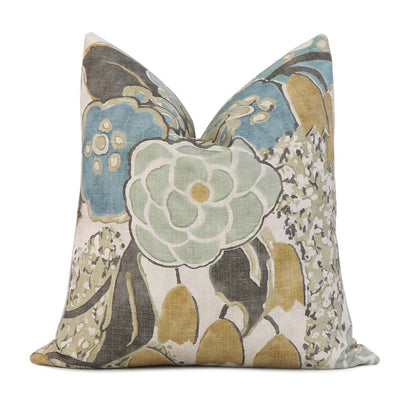 Laura Floral Sage and Gold Pillow Cover