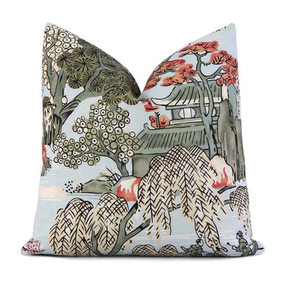 Asian Scenic Robin's Egg / 4x4 inch Fabric Swatch
